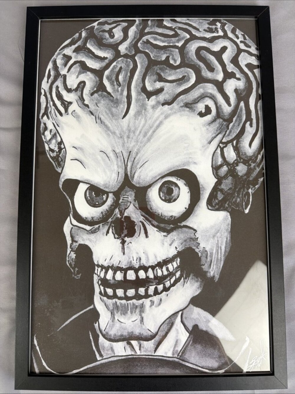 Mars Attacks Movie Alien Invader Framed Art Print Signed by Tim Burton Autograph